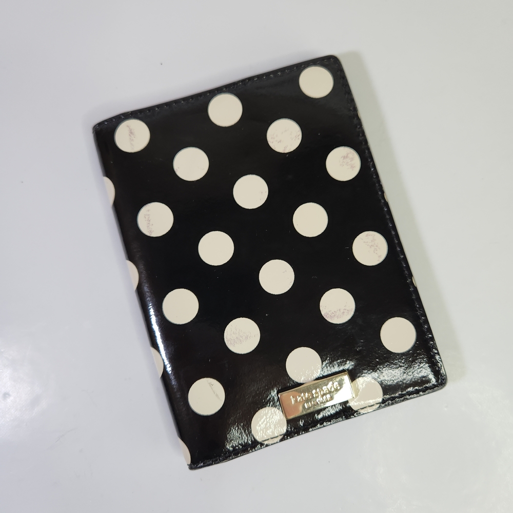 Kate Spade Passport Holder Black and White Polka Dot Wallet